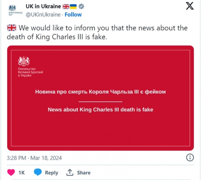 Деякі ЗМІ повідомили про смерть Чарльза ІІІ: що трапилося з монархом?